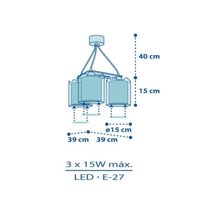 Dalber D-76114 - Hanglamp kinderkamer MY LITTLE JUNGLE 3xE27/15W/230V