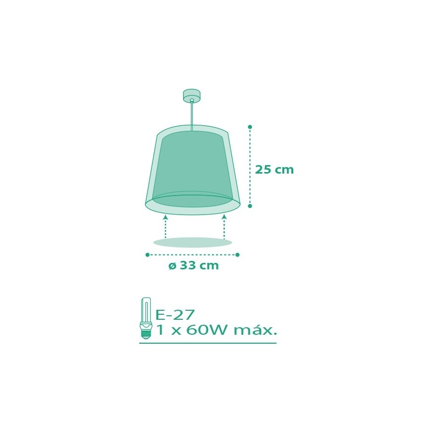 Dalber D-80222T - Hanglamp kinderkamer VICHY 1xE27/60W/230V