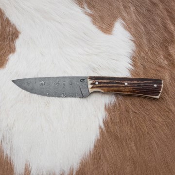 Damascus jachtmes 11 cm herten gewei