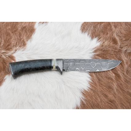 Damascus jachtmes 13,8 cm Berk/kameel been