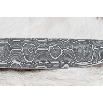 Damascus jachtmes 13,8 cm Berk/kameel been