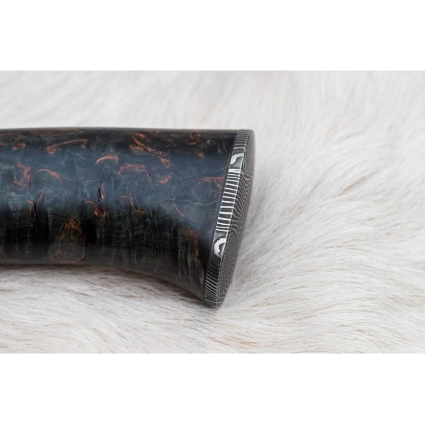 Damascus jachtmes 13,8 cm Berk/kameel been