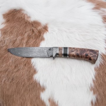 Damascus jachtmes 13 cm populier/ebbehout