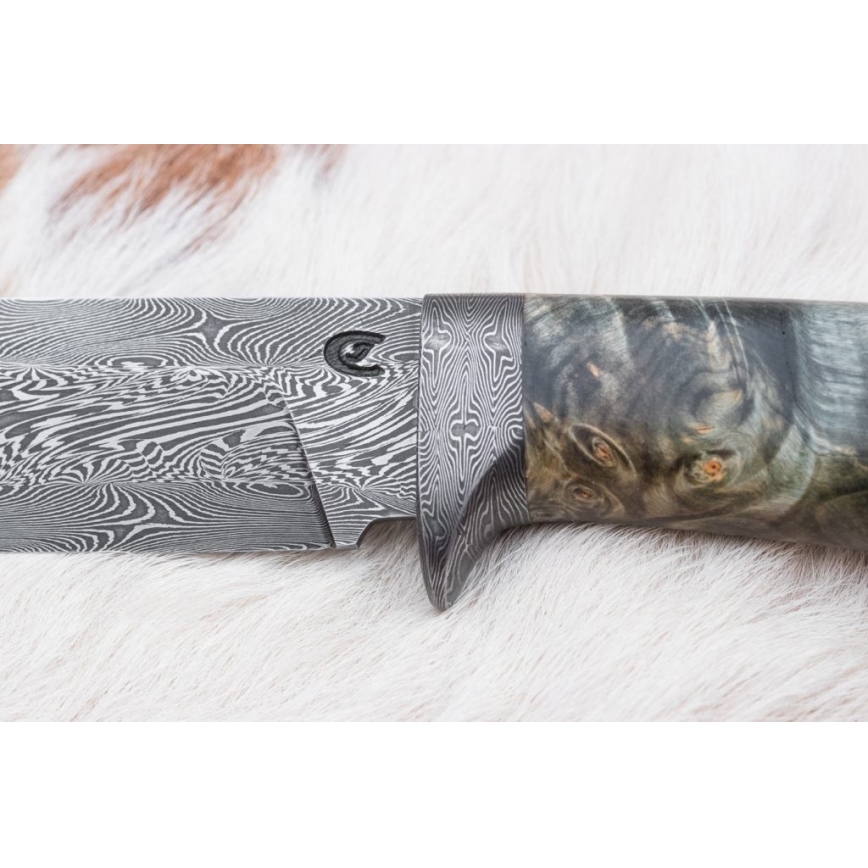 Damascus jachtmes 14 cm kastanjeboom