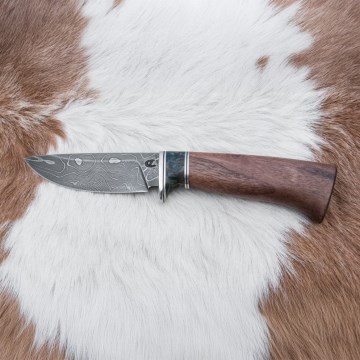 Damascus jachtmes 9,7 cm walnoot/esdoorn