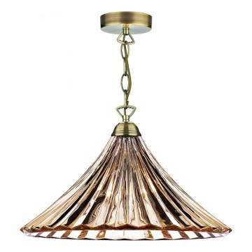Där Lighting ARD866 - Kroonluchter aan ketting ARDECHE 1xE27/60W/230V messing/gerookt bruin