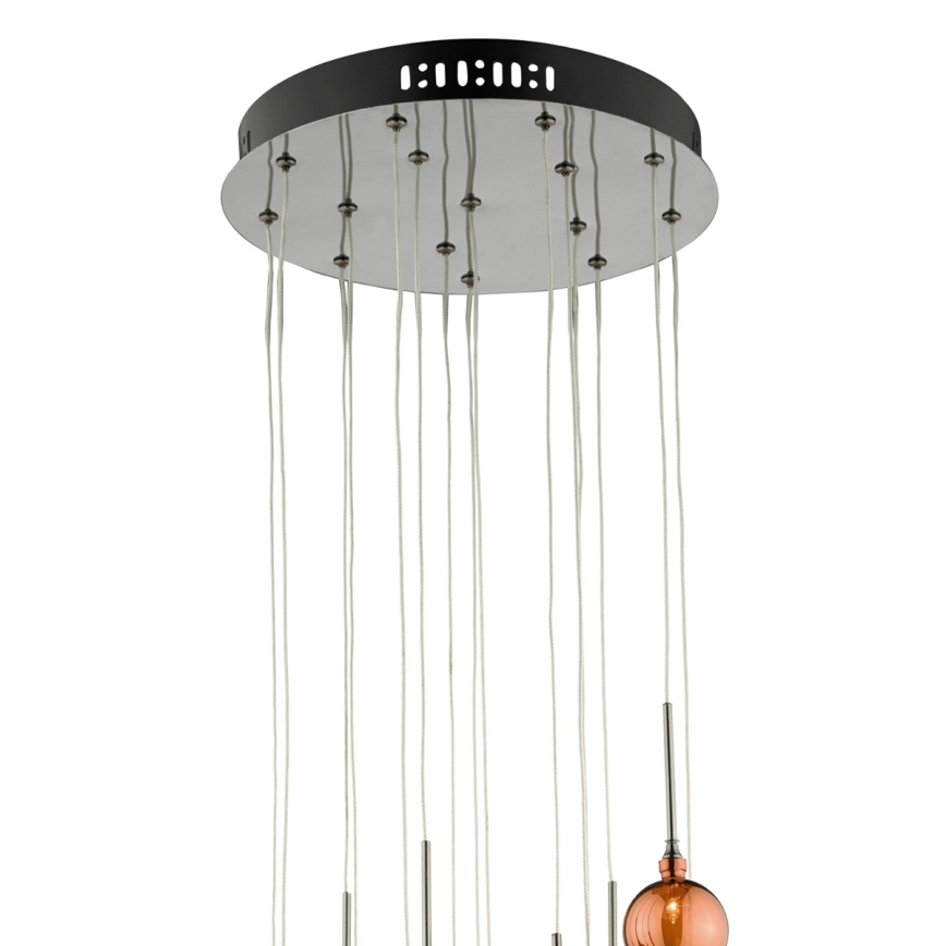 Där Lighting AUR1564 - Kroonluchter aan kabel AURELIA 15xG4/10W/230V zwart/koper
