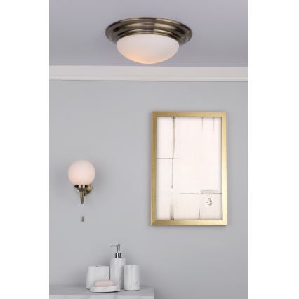 Där Lighting BAR5075 - Plafonnier de salle de bains BARCLAY, 1x E27/60W/230V, diamètre 38 cm, laiton