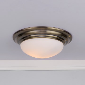 Där Lighting BAR5275 - Plafonnier de salle de bains BARCLAY 1xE27/60W/230V Ø 31 cm en laiton