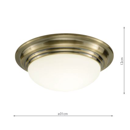 Där Lighting BAR5275 - Plafonnier de salle de bains BARCLAY 1xE27/60W/230V Ø 31 cm en laiton