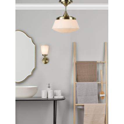 Där Lighting CAD0175 - Plafonnier en saillie pour salle de bains CADEN 1xE27/60W/230V IP44 laiton