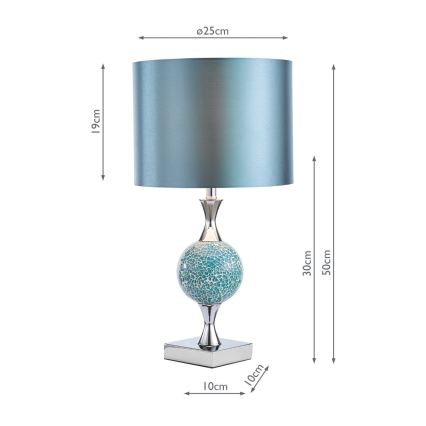 Där Lighting ELS4223 - Lampe de table ELSA 1xE27/40W/230V bleu/chrome brillant