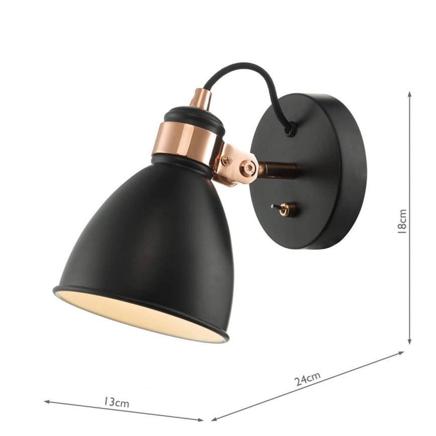 Där Lighting FRE0722 - Wandspot FREDERICK 1xE14/40W/230V zwart