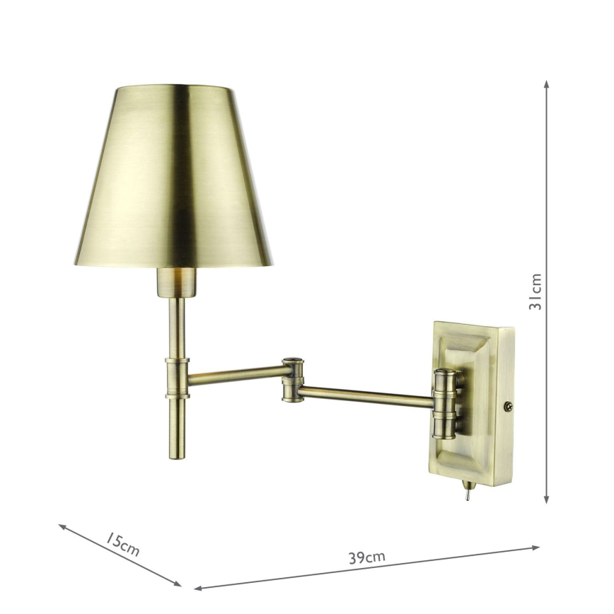 Där Lighting KEN0775 - Flexibele wandlamp KENSINGTON 1xE14/25W/230V messing