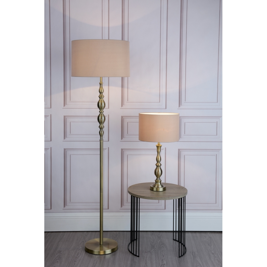Där Lighting MAD4975 - Vloerlamp MADRID 1xE27/60W/230V bruin/messing