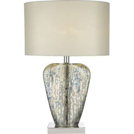 Där Lighting SYR4235 - Lampe de table SYRACUSE 1xE27/60W/230V chrome brillant/crème