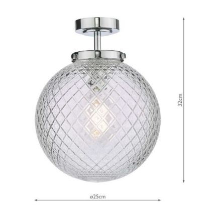 Där Lighting WAY0150 - Badkamer plafondlamp WAYNE 1xE27/40W/230V IP44 Ø 25 cm glanzend chroom