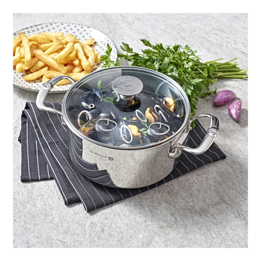 De Buyer 3427.20 - Casserole MILADY 20 cm avec couvercle, en acier inoxydable