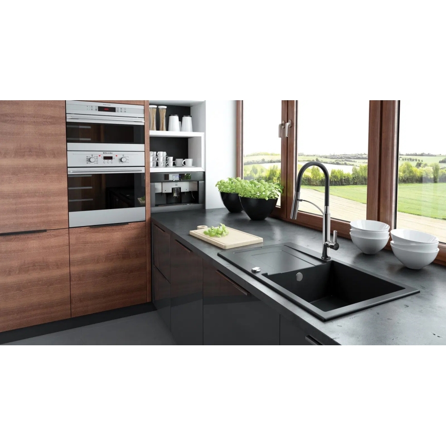 Deante BGB_B720 - Kraan voor gootsteen met flexibele arm GERBERA zwart/chroom