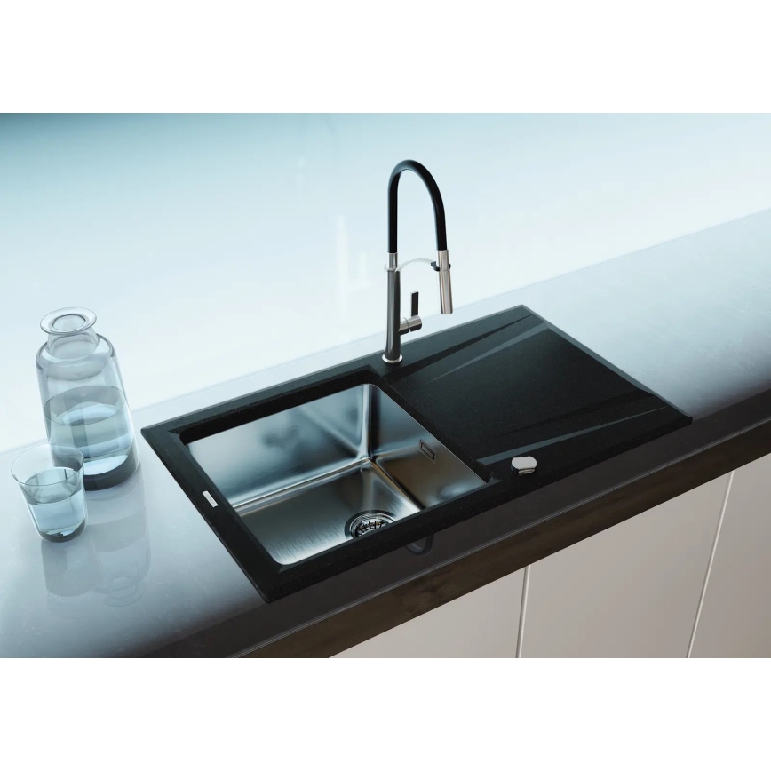 Deante BGB_B720 - Robinet d'évier avec bras flexible GERBERA noir/chrome
