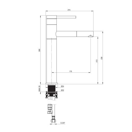 Deante BGE_022K - Wastafelkraan ORA met uittrekbare sproeikop, 30,9 cm, glanzend chroom