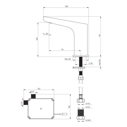 Deante BQH_028R - Contactloos wastafelkraan HIACYNT 4xAA glanzend chroom