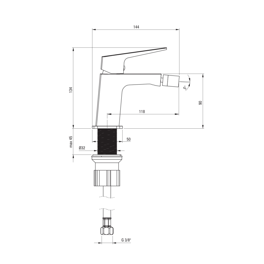 Deante BQL_N30M - Bidetmengkraan BLUR zwart