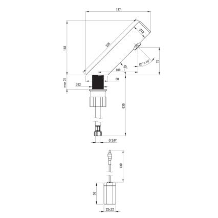 Deante BQR_P28R - Robinet de vasque sans contact SENSE 4xAA acier poli