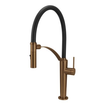 Deante BRC_C72M - Robinet d'évier avec bras flexible CORDA brossé bronze