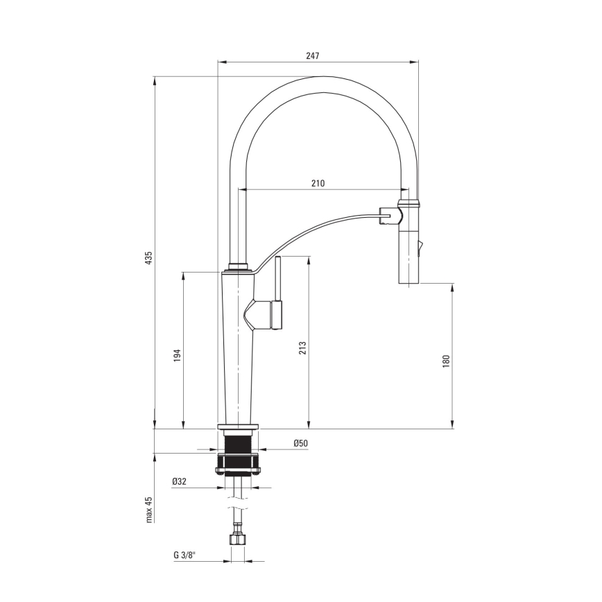 Deante BRC_C72M - Robinet d'évier avec bras flexible CORDA brossé bronze