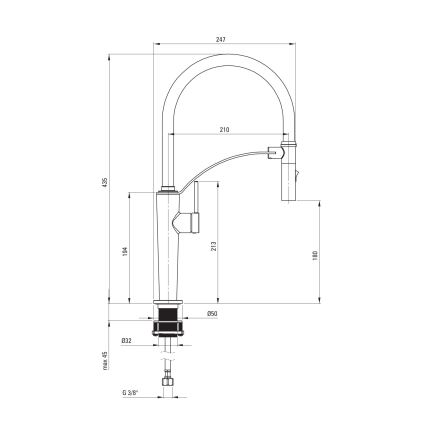 Deante BRC_D72M - Robinet d'évier avec bras flexible CORDA titane