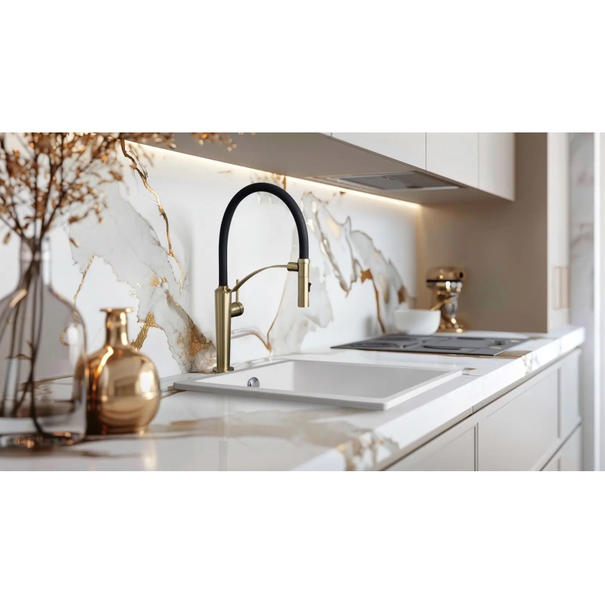 Deante BRC_R72M - Kraan voor gootsteen met flexibele arm CORDA geborsteld goud