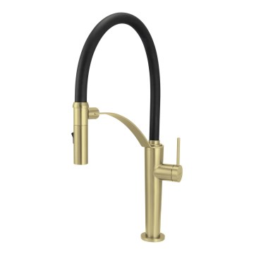 Deante BRC_R72M - Robinet d'évier avec bras flexible CORDA brossé doré
