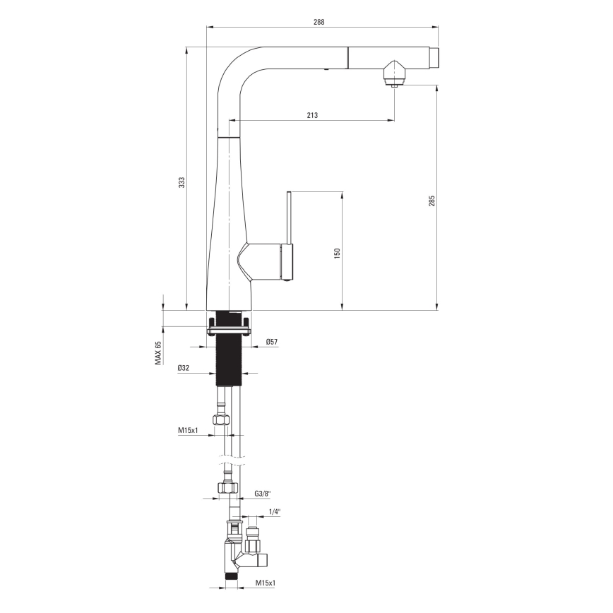 Deante BRE_075M - Robinet d'évier avec douchette extractible ERIDAN chrome brillant