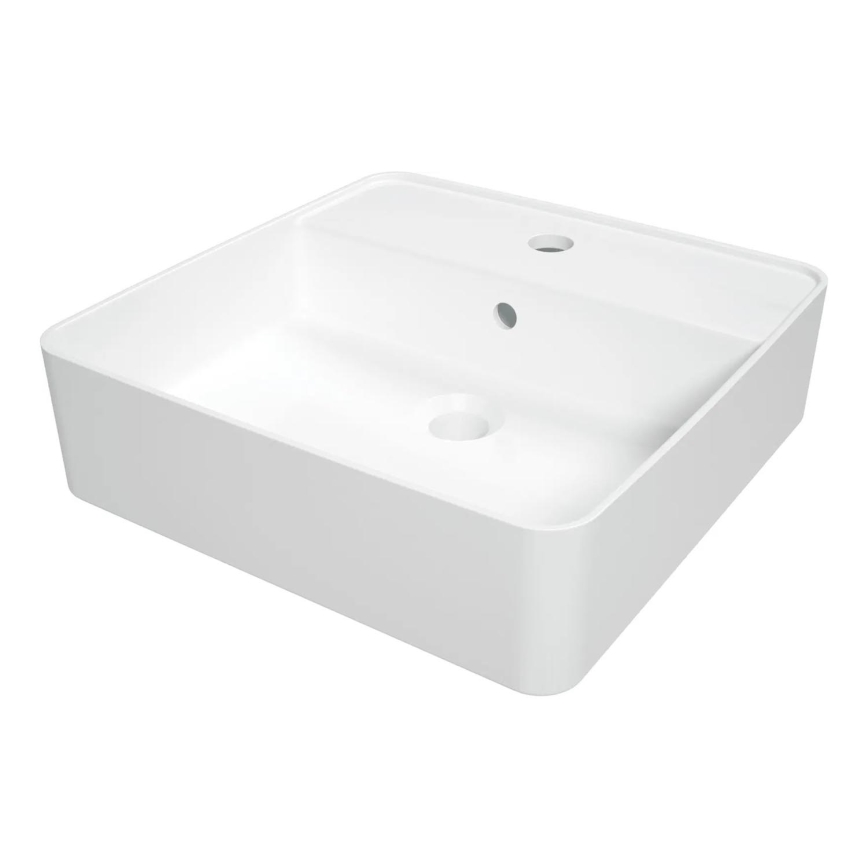 Deante CGS_6U4B - Aanrecht wastafel met een kraangat SQUARE 42x42 cm keramiek/wit