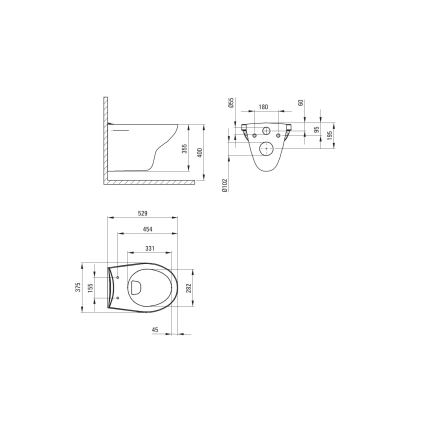 Deante CMOD6SPW - Wandtoilet met toiletbril BORO keramiek/wit