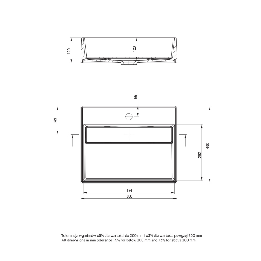 Deante CQR_NU5M - Aanrecht wastafel CORREO 40x50 cm graniet/zwart