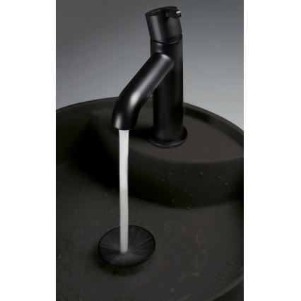 Deante CQS_NU4B - Opzetwastafel met kraangat SILIA Ø 36 cm graniet/zwart