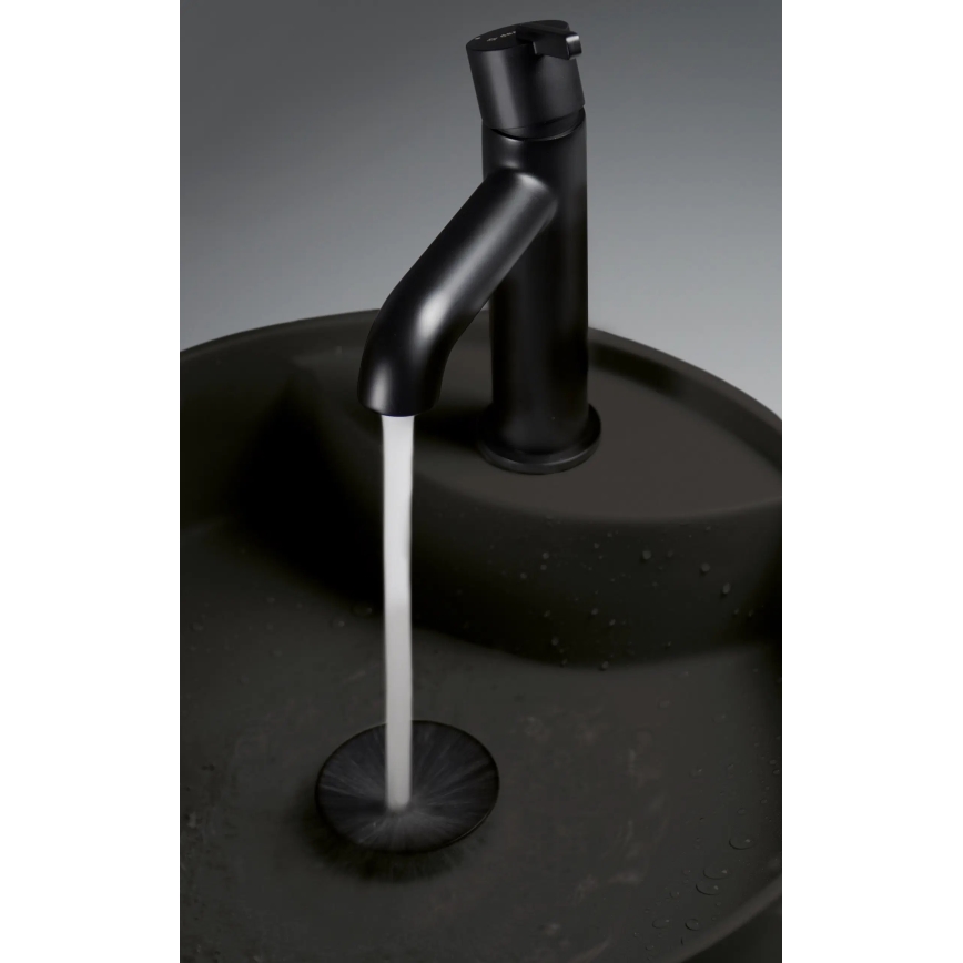 Deante CQS_NU4B - Opzetwastafel met kraangat SILIA Ø 36 cm graniet/zwart