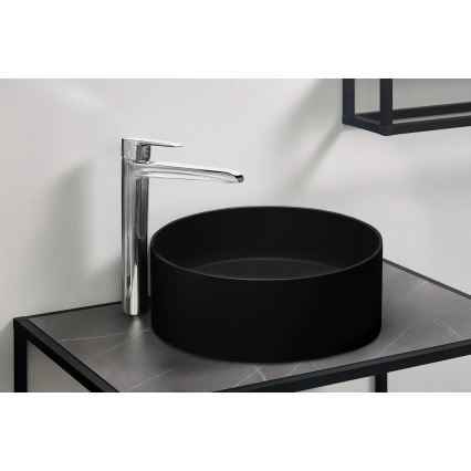 Deante CQS_NU4S - Opzetwastafel SILIA Ø 36 cm graniet/zwart