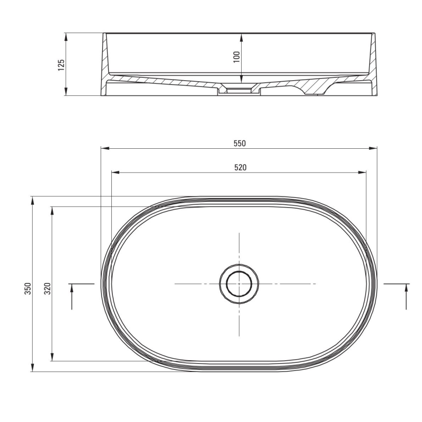 Deante CQS_NU6S - Opbouwwastafel SILIA 35x55 cm graniet/zwart