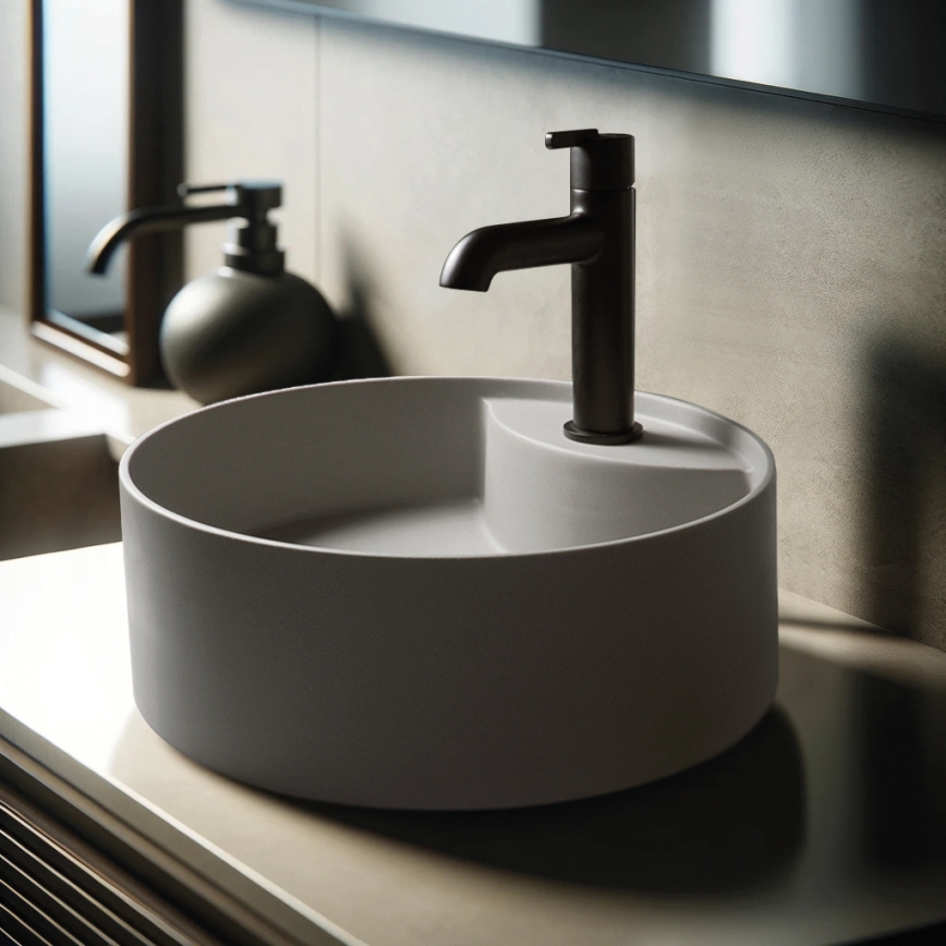 Deante CQS_SU4B - Opbouwwastafel SILIA met kraangat Ø 36 cm graniet/metallic grijs