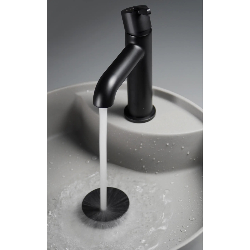 Deante CQS_SU4B - Opbouwwastafel SILIA met kraangat Ø 36 cm graniet/metallic grijs