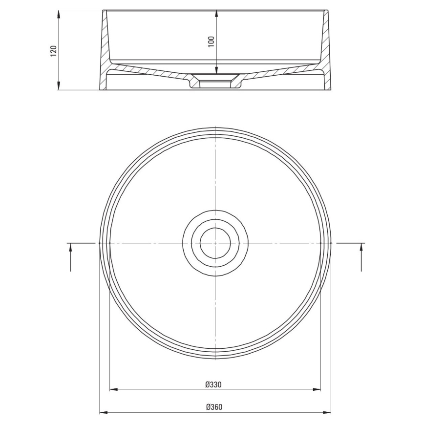 Deante CQS_SU4S - Opzetwastafel SILIA Ø 36 cm graniet/metallic grijs