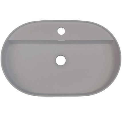 Deante CQS_SU6B - Wastafel SILIA voor montage op werkblad met kraangat, 35 x 55 cm, graniet/metalliek grijs