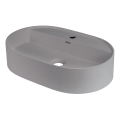 Deante CQS_SU6B - Wastafel SILIA voor montage op werkblad met kraangat, 35 x 55 cm, graniet/metalliek grijs