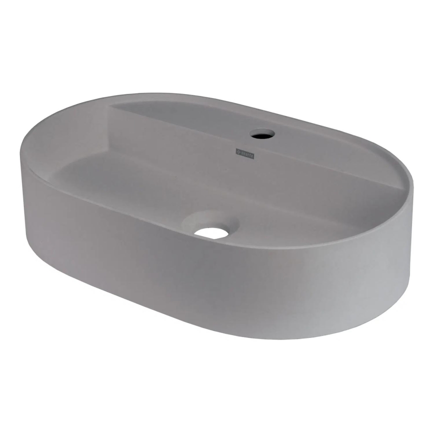 Deante CQS_SU6B - Wastafel SILIA voor montage op werkblad met kraangat, 35 x 55 cm, graniet/metalliek grijs