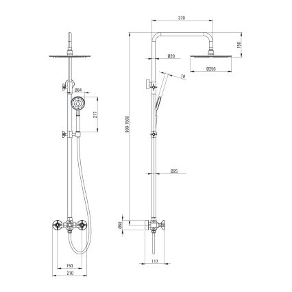 Deante NAC_N4QT - Doucheset met mengkraan TEMISTO, zwart