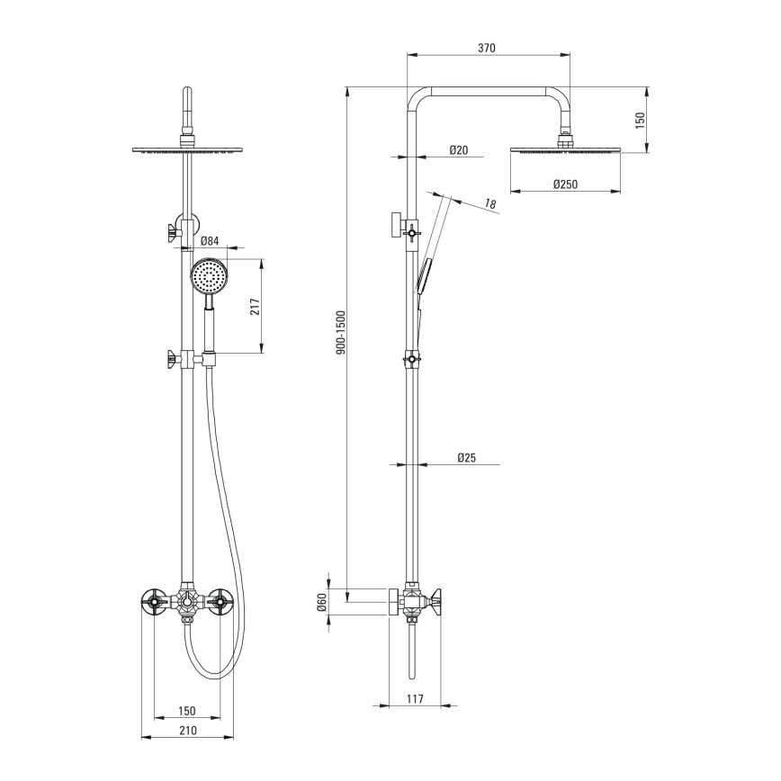 Deante NAC_N4QT - Doucheset met mengkraan TEMISTO, zwart