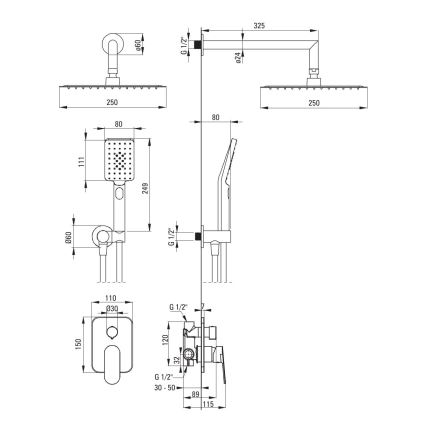 Deante NAC_N9LP - Doucheset met inbouwmengkraan ALPINIA, zwart